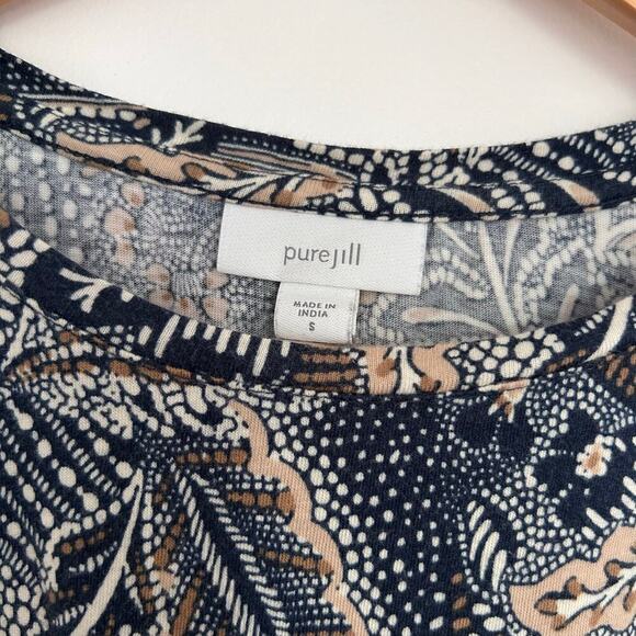 J. Jill Pure Jill Tropical Floral Short Sleeve Mini Dress Women’s Small Blue - Picture 3 of 6